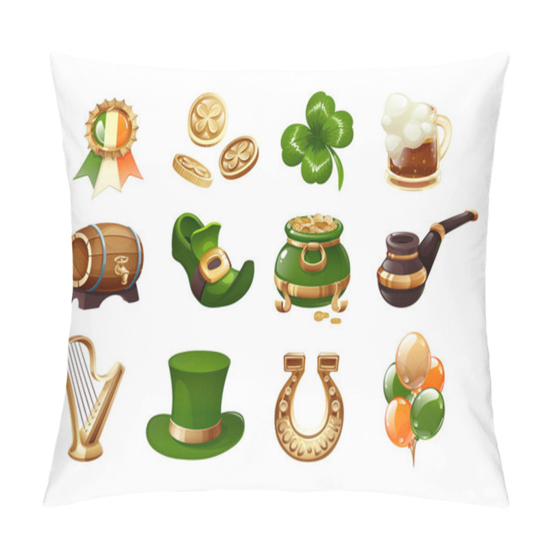 Personality  Saint Patrick S Day Icons Set Vector Illustration Pillow Covers