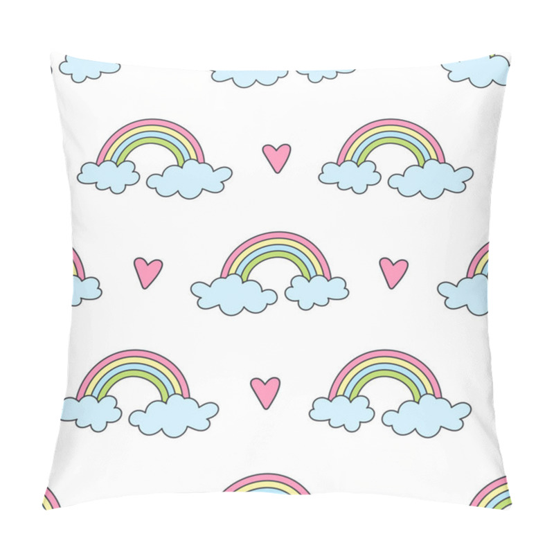 Personality  Seamless Pattern With Rainbows, Clouds And Hearts Pillow Covers