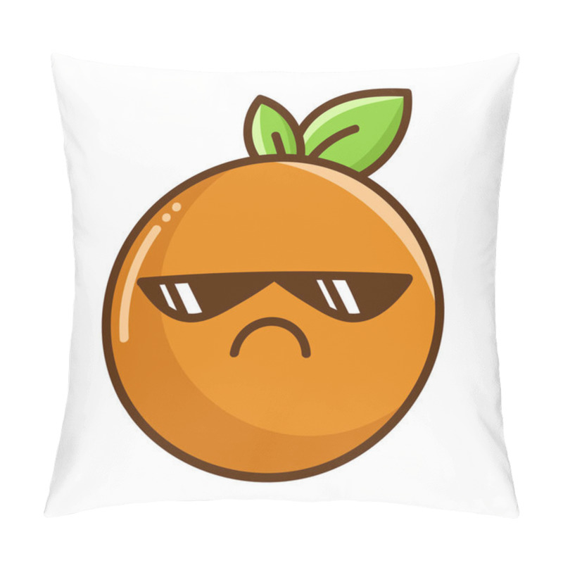 Personality  Kawaii Bad Sunglasses Orange Fruit Cartoon Illustration Isolated On White Background Pillow Covers