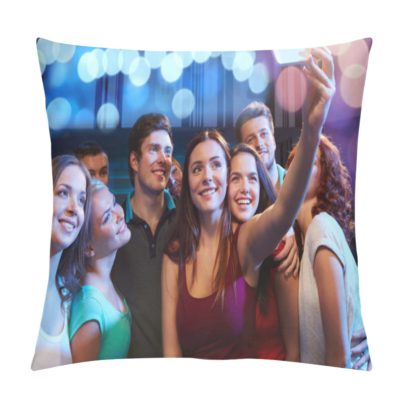 Personality  Friends With Smartphone Taking Selfie In Club Pillow Covers