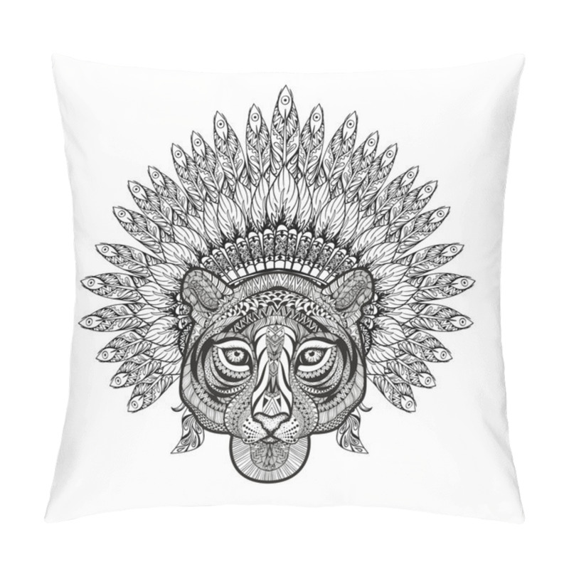 Personality  Hand Drawn Patterned Tiger In Zentangle Style With Feathered War Pillow Covers