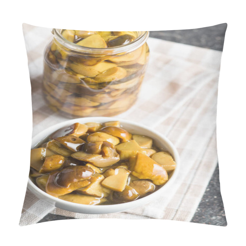 Personality  Pickled Mushrooms. Marinated Boletus In Bowl. Pillow Covers