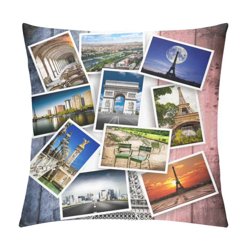 Personality  Postcard Collection Of Paris In Flag Background Pillow Covers