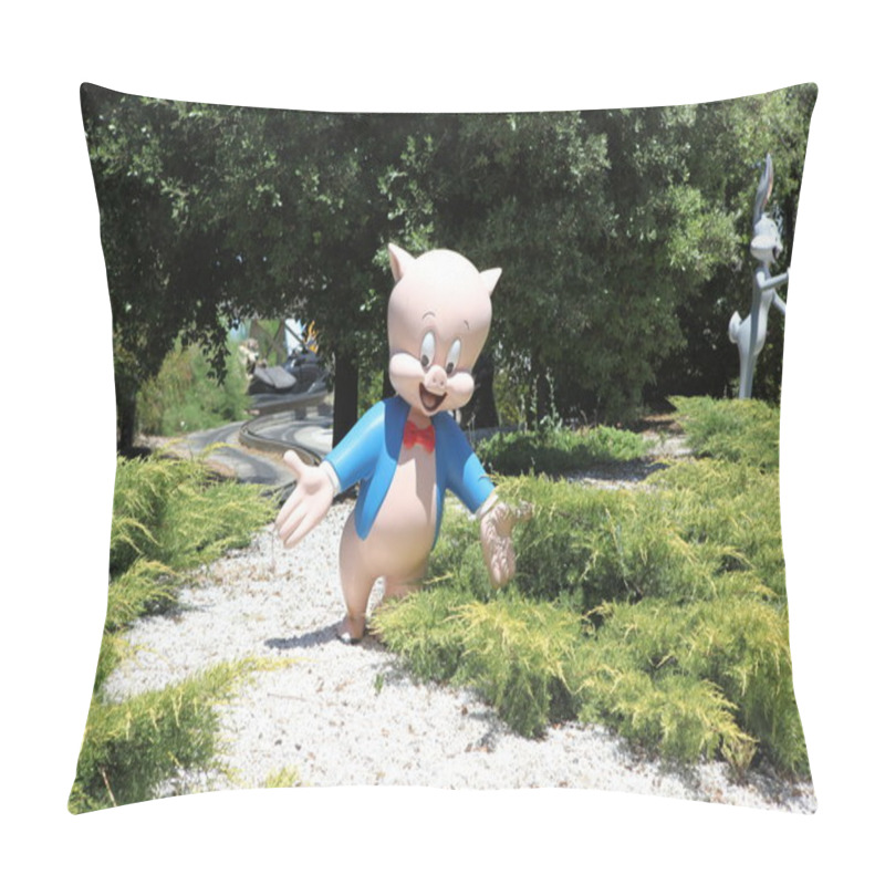 Personality  In Cartoon Village. Warner Brothers Park In Spain Pillow Covers