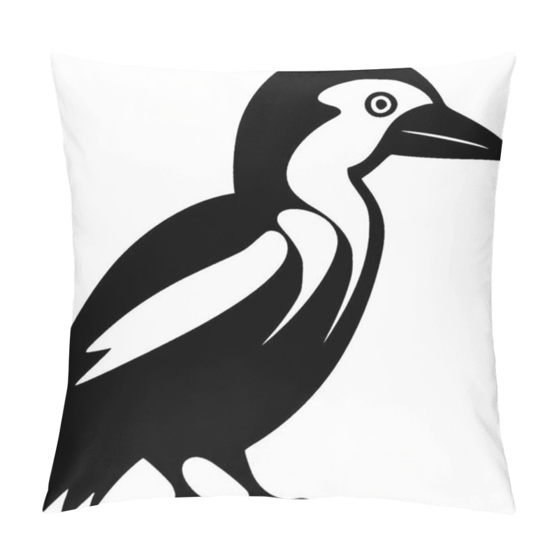 Personality  Birds - Black And White Vector Illustration Pillow Covers