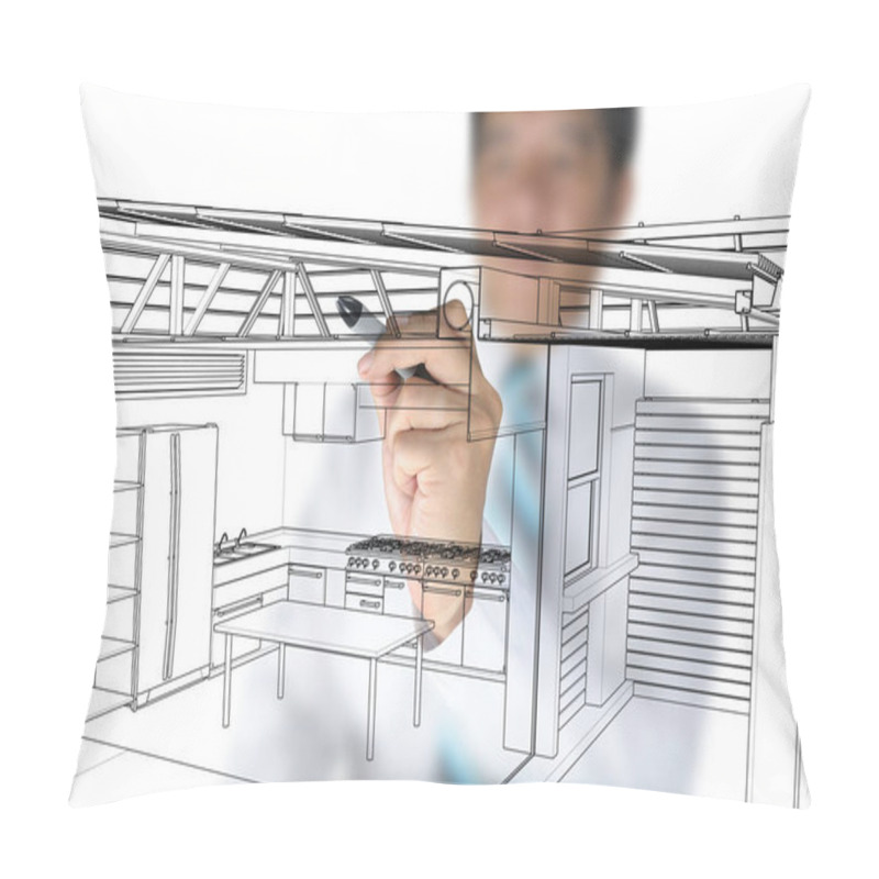 Personality  Architect Or Business Man Draw Or Design Home Kitchen Pillow Covers