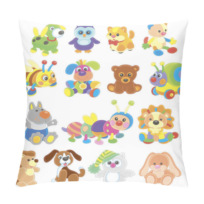 Personality  Vector Collection Of Funny Toy Animals For Small Children Pillow Covers