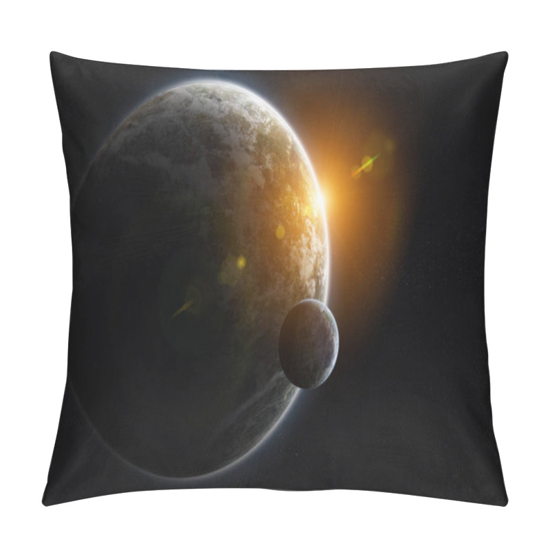 Personality  Distant Planet System In Space With Exoplanets During Sunrise 3D Rendering Elements Of This Image Furnished By NASA Pillow Covers