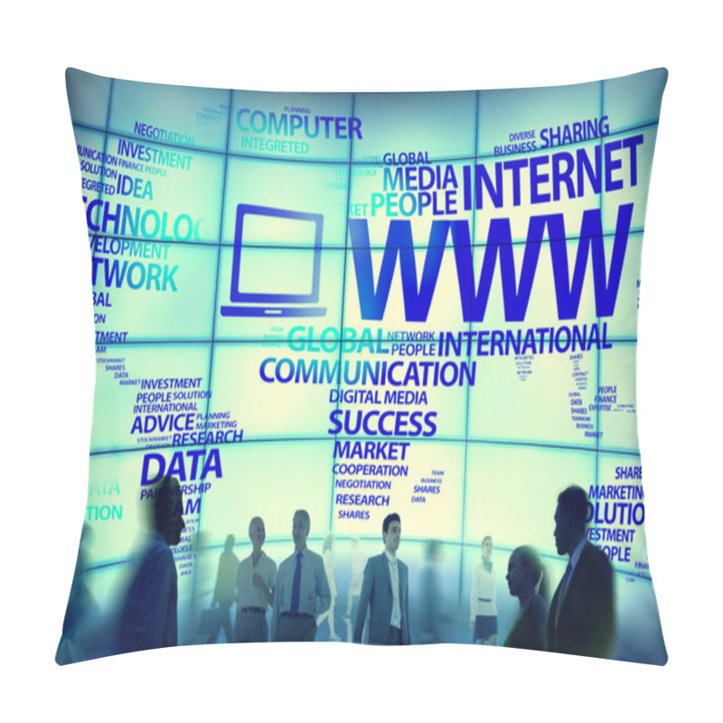 Personality  Business People Against Screen With Internet Concept Pillow Covers