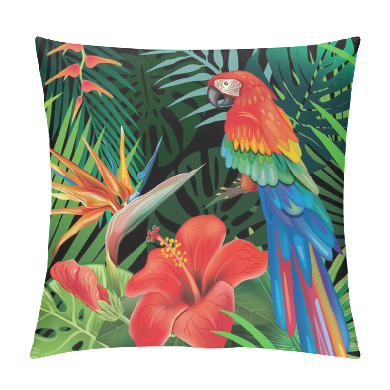 Personality  Background With Tropical Jungle Plants Pillow Covers