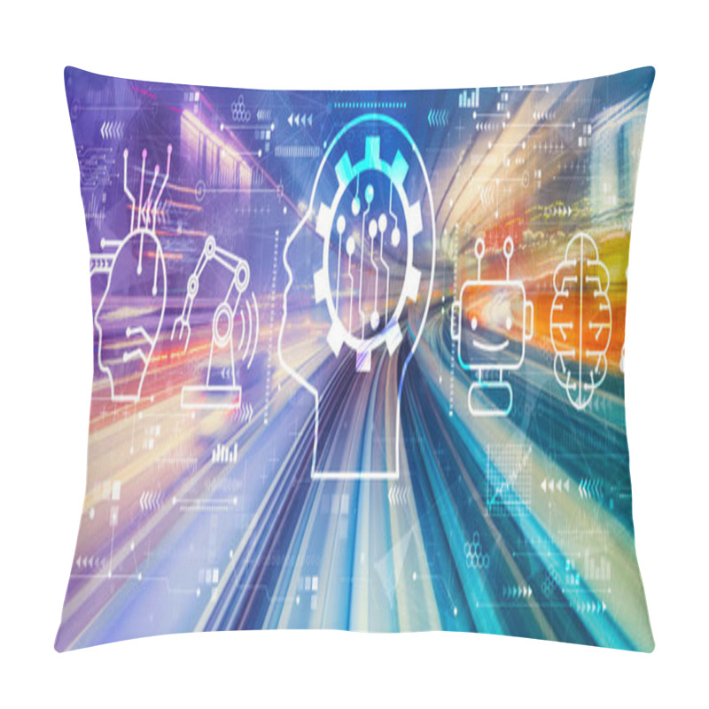 Personality  Future Technology Concept With High Speed Motion Blur Pillow Covers