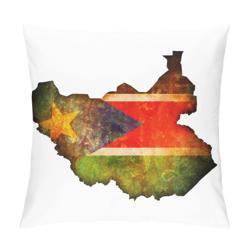 Personality  South Sudan Flag On Globe Map Pillow Covers