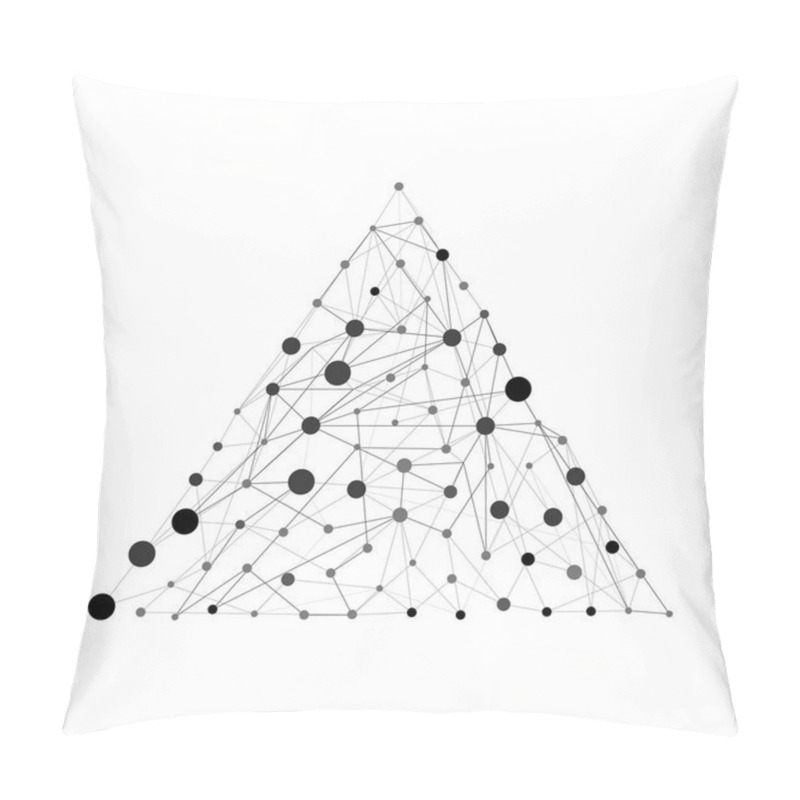 Personality  Vector Pyramid With Dots And Lines. Wireframe Architecture For Technical, Science Concept Design. Flat Triangle Abstract Illustration. Pillow Covers