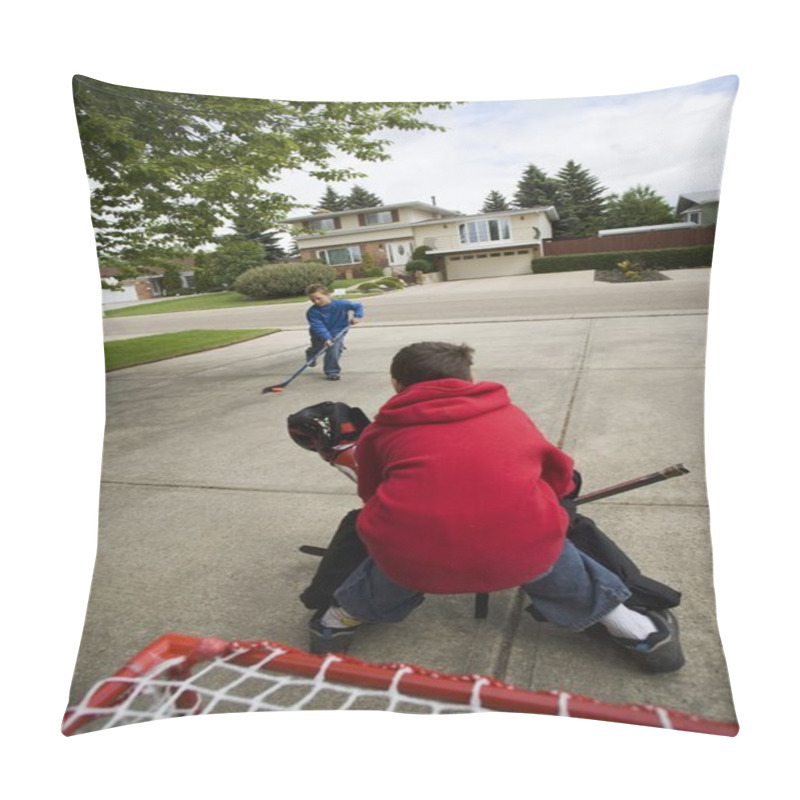 Personality  A Young Goalie Anticipates A Shot On Goal Pillow Covers