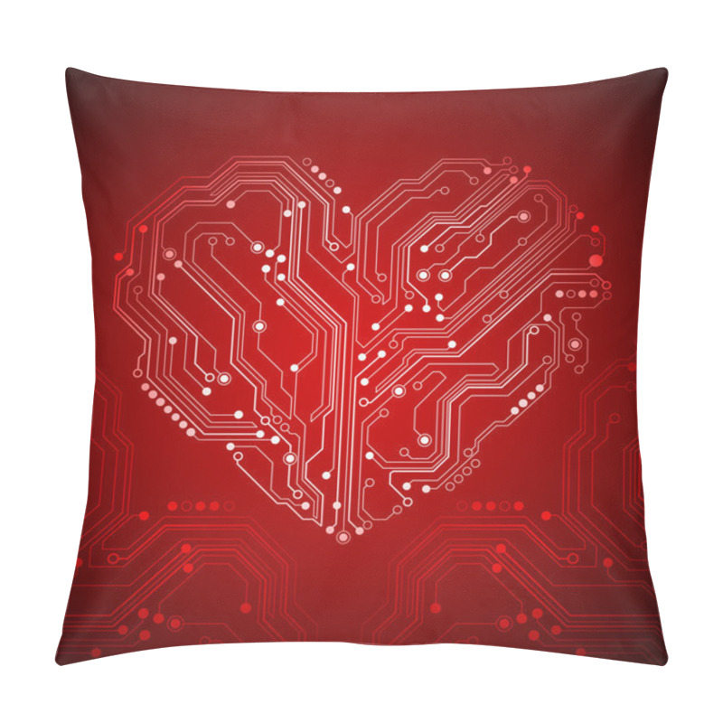 Personality  Circuit Board Heart Background - Creative Idea Vector Pillow Covers