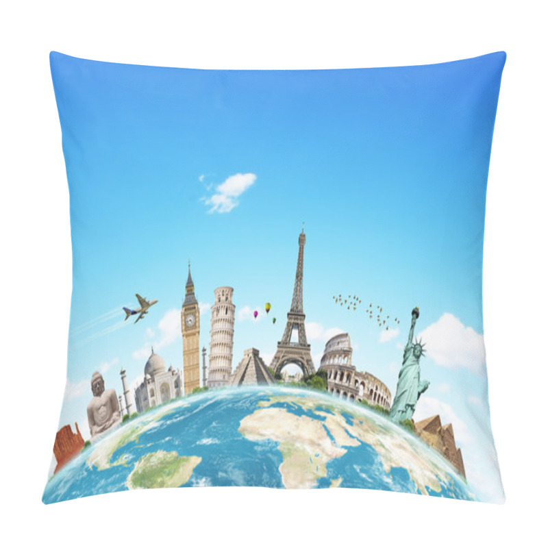 Personality  Illustration Of Famous Monument Of The World Pillow Covers