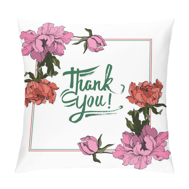 Personality  Vector Peony Floral Botanical Flowers. Black And White Engraved  Pillow Covers