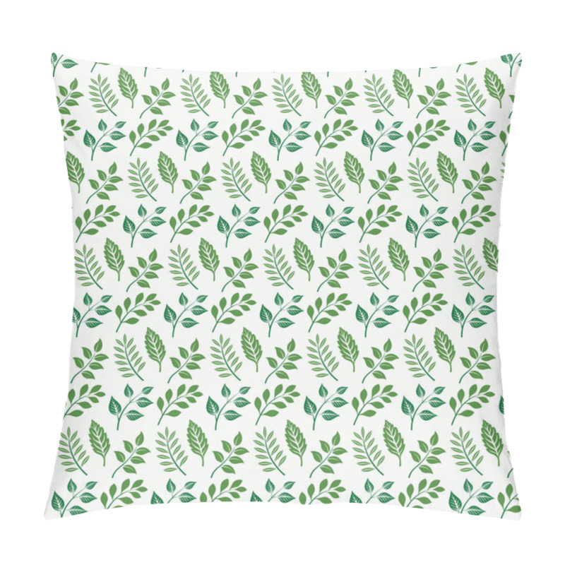 Personality  Delicate Green Leaf Pattern On White Background Pillow Covers