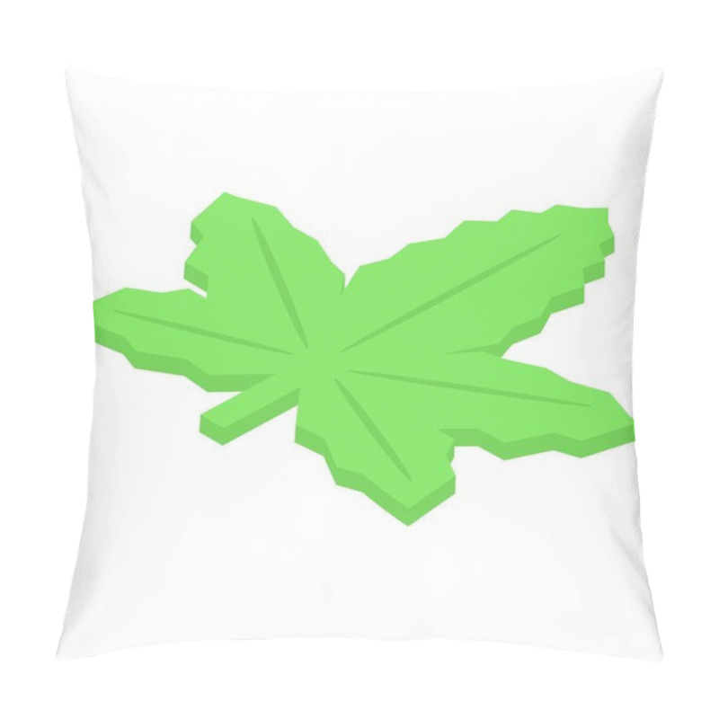 Personality  Green Maple Leaf Rotating Slowly, Showcasing Its Intricate Venation And Lobes In A Detailed Isometric View Pillow Covers