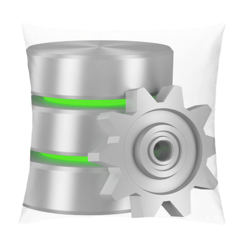 Personality  Database Icon With Green Elements And Cogwheel Pillow Covers