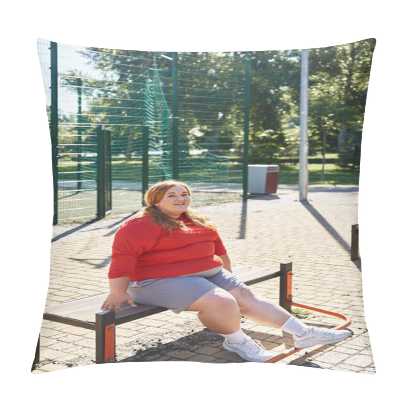 Personality  A Vibrant Woman Engages In Fitness Amidst Nature. Pillow Covers