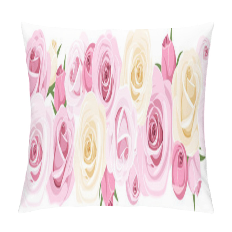 Personality  Horizontal Seamless Background With Roses. Vector Illustration. Pillow Covers