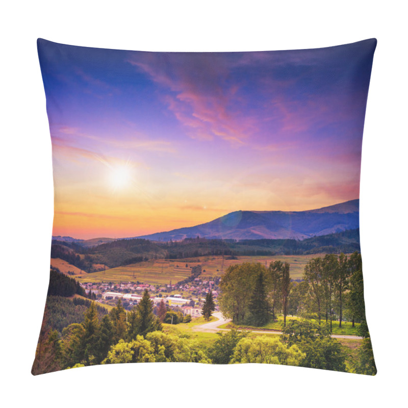 Personality  Light Beam Falls On Hillside With Autumn Forest In Mountain On Pillow Covers