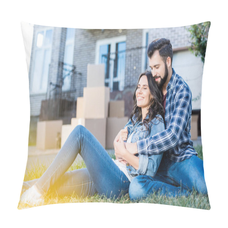 Personality  Couple Relaxing On Grass Pillow Covers