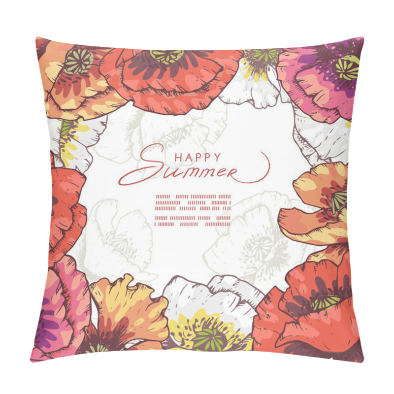 Personality  Hand Drawn Poppy Flowers Cards Templates Pillow Covers