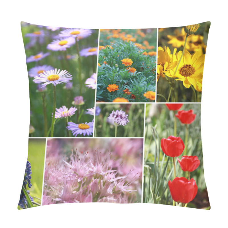 Personality  Spring Flower Collage From Several Image Pillow Covers