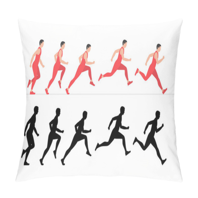 Personality  Man Run Cycle Animation Sprite Sheet. Flat Style. Isolated On White Background Pillow Covers