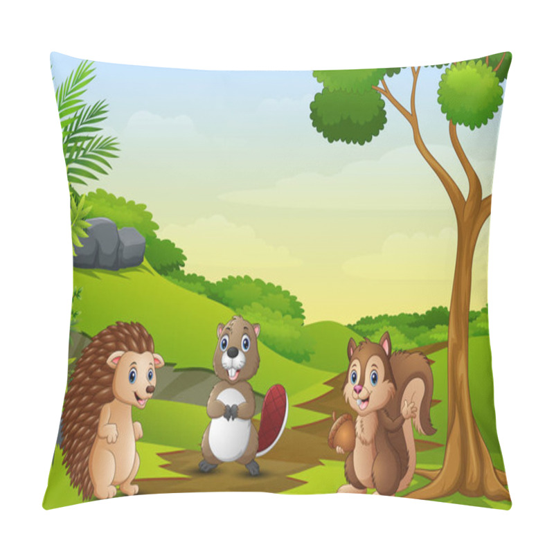 Personality  Happy Animals Enjoying On The Field Pillow Covers