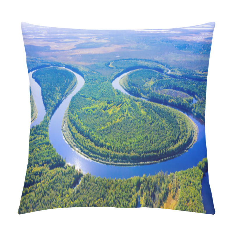 Personality  Aerial Photography Of Landscape In Western Siberia. Agan River, Tributary Of Ob River. Pillow Covers