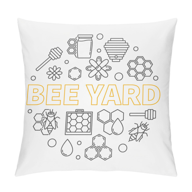 Personality  Bee Yard Vector Round Illustration In Line Style Pillow Covers