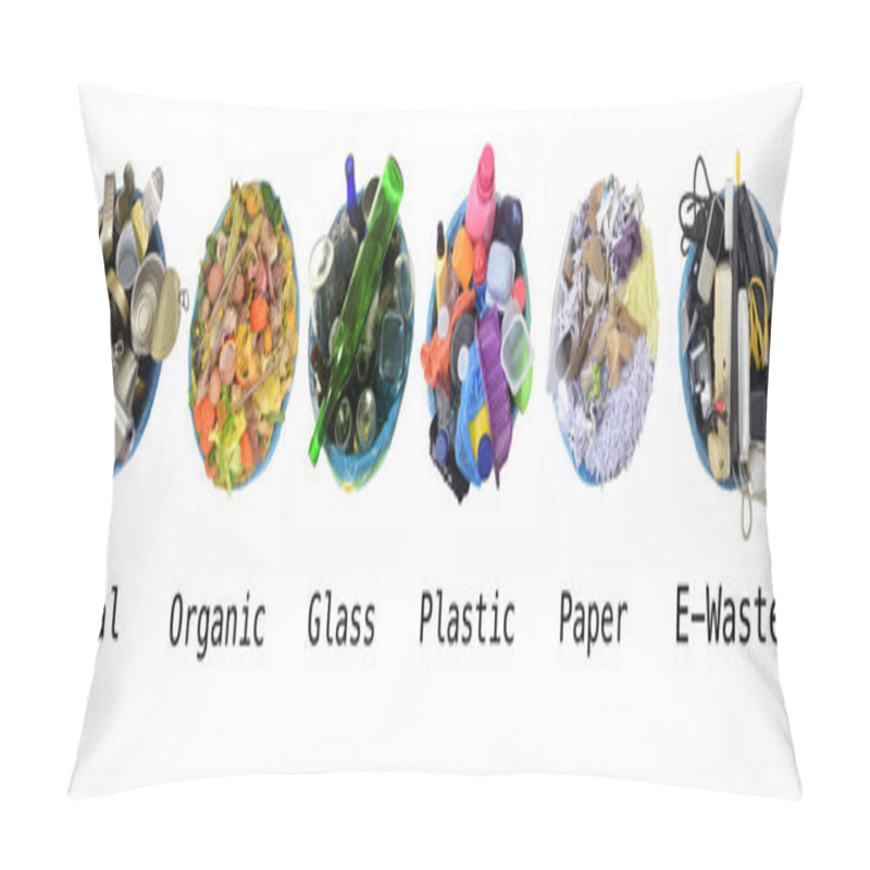 Personality  Recycle Of Cans, Compost, Glass, Plastic, Paper, E-waste Pillow Covers