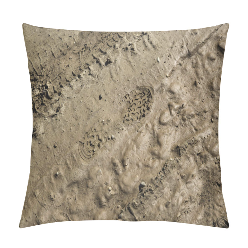 Personality  Footprint In Wet Mud, Texture And Nature Pillow Covers