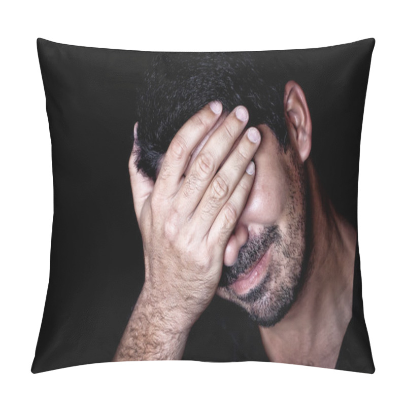 Personality  Portrait Of A Very Stressed Young Man Pillow Covers