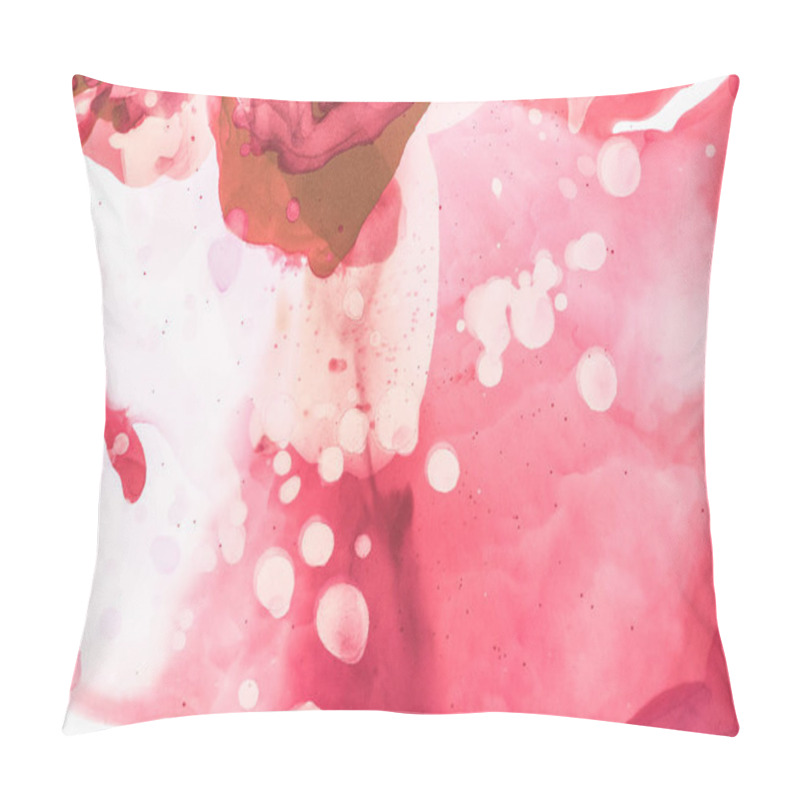 Personality  Red And Brown Splashes Of Alcohol Inks As Abstract Background Pillow Covers