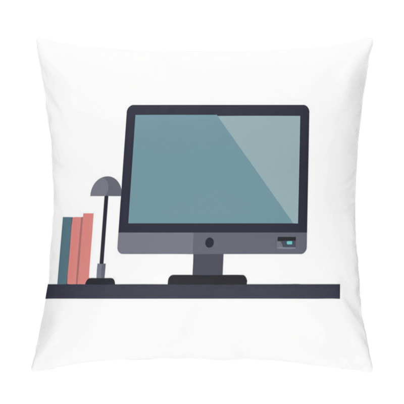 Personality  Computer Equipment And Lamp In Desk Isolated Pillow Covers