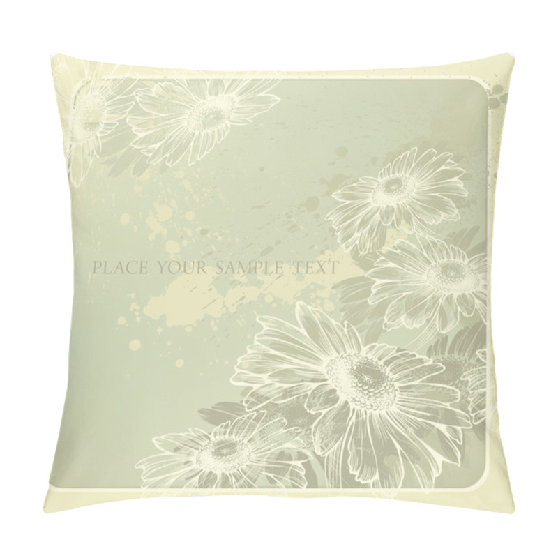 Personality  Background Template With Blooming Daisies Hand-drawing. Vector Illustration Pillow Covers