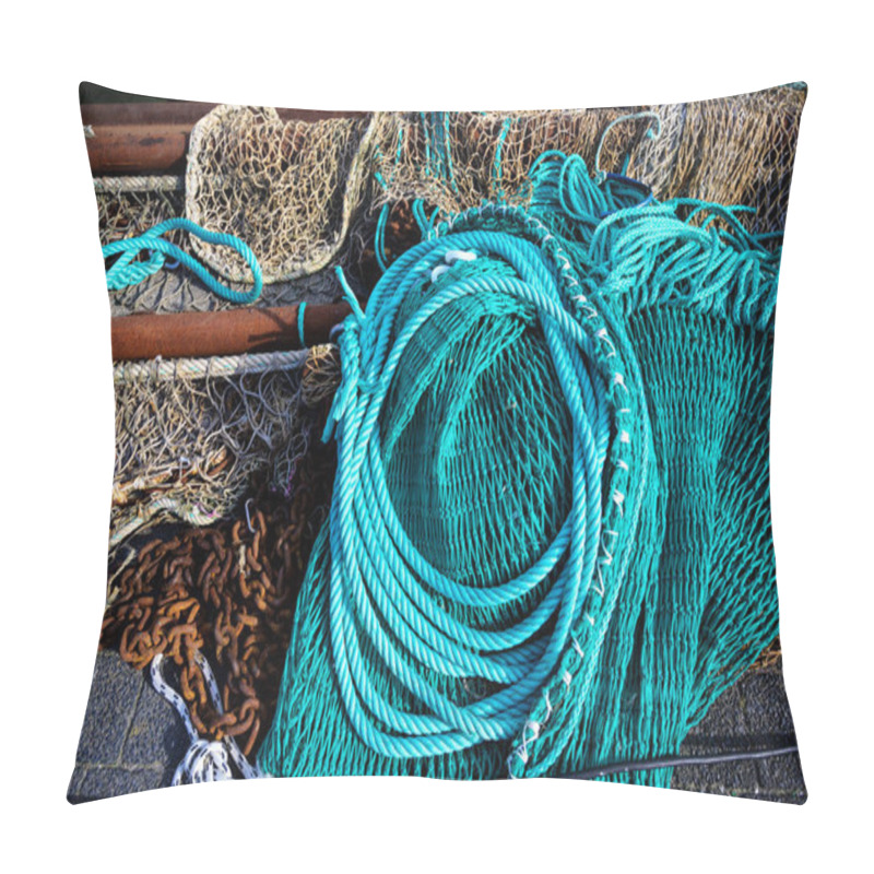 Personality  Nets And Ropes, Equipment On A Fishing Boat Pillow Covers