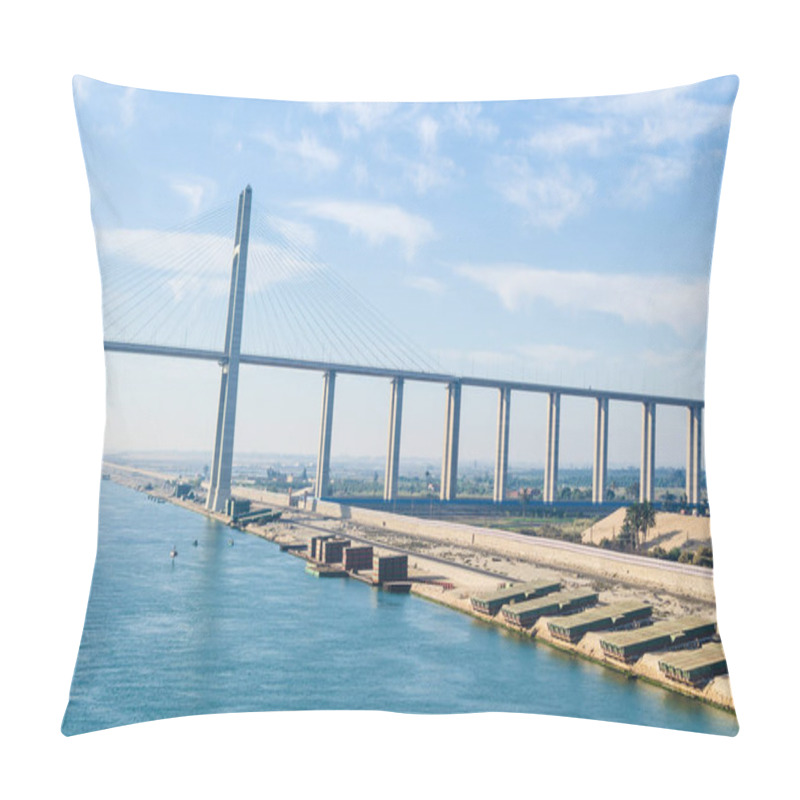 Personality  Suez Canal, Egypt, 2017: The Suez Canal Bridge, Also Known As Al Salam Bridge Pillow Covers