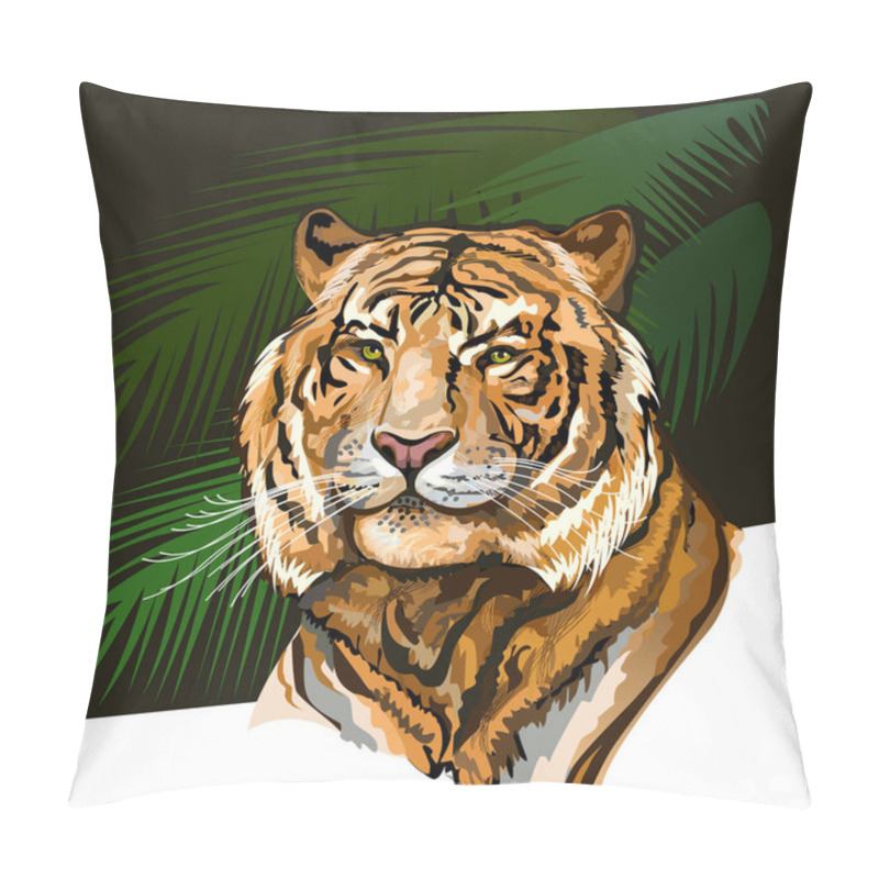 Personality  Portrait Of A Tiger In Forest Pillow Covers