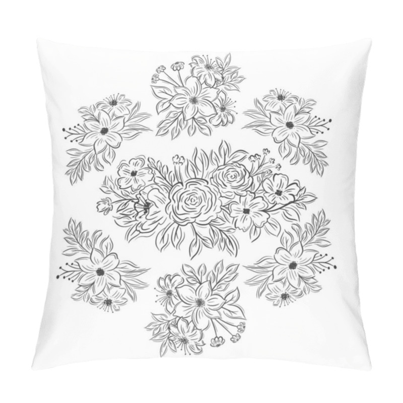 Personality  Hand Drawn Seven Flower Bouquets Collection Pillow Covers