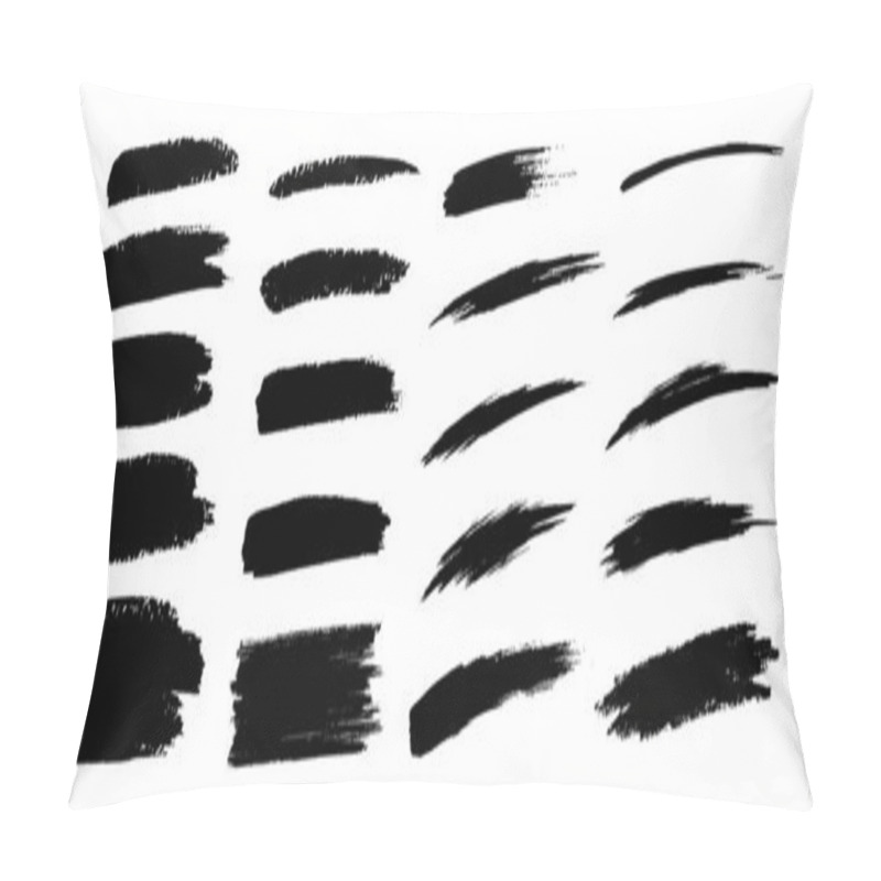 Personality  Hand Drawn Grunge Brush Smears Set. Paintbrush Black Smears Collection. Dry Brush Strokes. Vector Illustration Pillow Covers