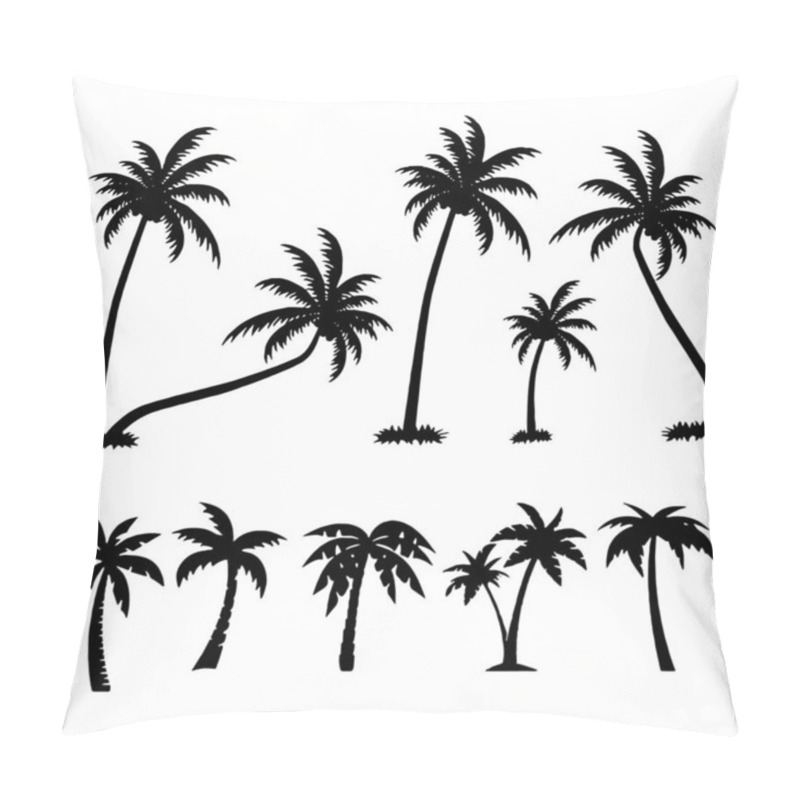 Personality  Palm Trees Tropical Set Icon On White Background Pillow Covers