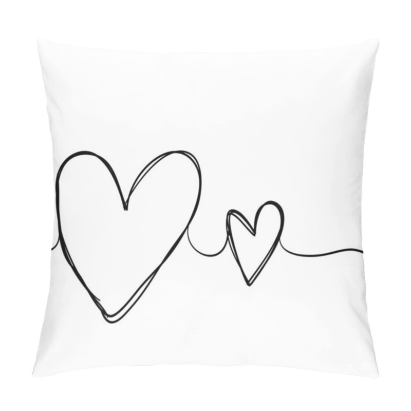 Personality  Tangled Grunge Round Scribble Hand Drawn Heart With Thin Line, Divider Shape.doodle Style Vector Pillow Covers