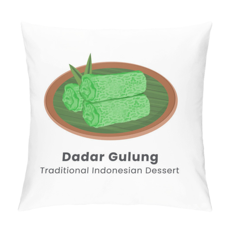 Personality  Hand Drawn Vector Illustration Of Dadar Gulung Or Rolled Indonesian Rice Cake With Coconut Made From Flour With Grated Coconut Mixed With Palm Sugar Pillow Covers