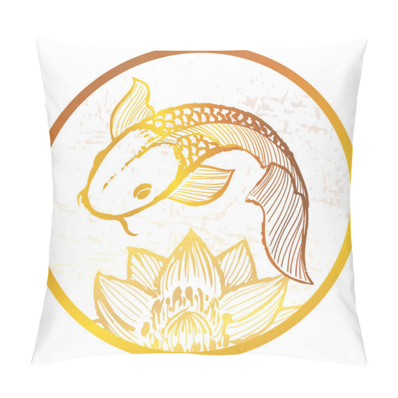 Personality  Ink Hand Drawn Golden Koi Fish Illustration Pillow Covers