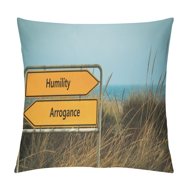 Personality  Street Sign The Direction Way To Humility Versus Arrogance Pillow Covers